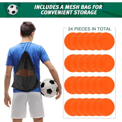 4inch & 9inch Poly Spots Spot Markers for Gym Floor, 12/24 Pcs Flat Cones Non-Slip Rubber Floor Dots Agility Markers for Soccer Basketball Sports Speed Training, Dance, Classroom Activities - style: 24Pcs 9 inch Orange