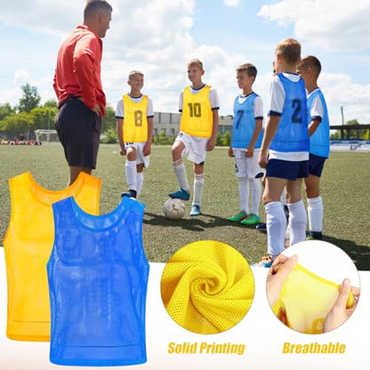 24 Pack Nylon Mesh Scrimmage Team Practice Vests Pinnies Jerseys Train Vest for Adult Sport Basketball Soccer Football
