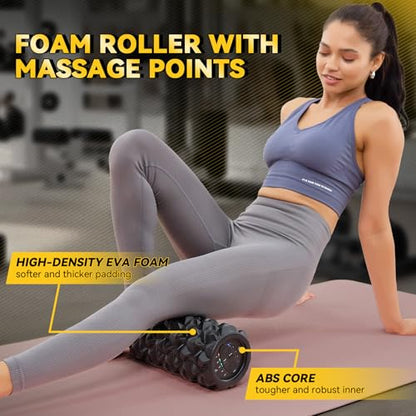 Vibrating Foam Roller, High Density Massage Roller for Back Pain Relief & Muscle Recovery and Physical Therapy, 5-Speed Rechargeable Exercise Roller, 2 Modes