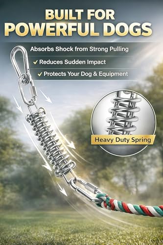 Dog Outdoor Bungee Hanging Toy, Tether Tug of War Toys for Medium to Large Dog to Exercise, Durable Interactive Tug Toy, Dog Rope Toys