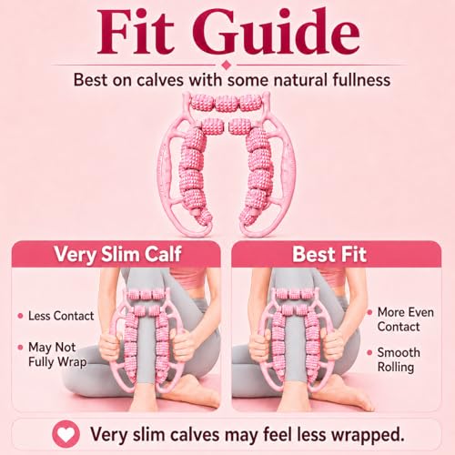 Upgraded Leg Roller Massager, Open-Side Muscle Roller with 29 Textured Rollers, Ergonomic 3D Rolling Massager for Legs, Arms & Neck, Portable Muscle Relaxation Tool for Home Gym(Pink)
