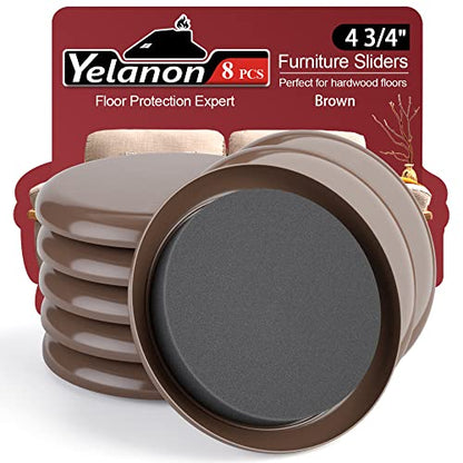 Furniture Sliders - 8 pcs-4 3/4” Round Furniture Sliders for Carpet Furniture Pads Hardwoods Floors, Heavy Duty Furniture Movers Sliders, Reusable Furniture Moving Pads, Carpet Protectors - size: 8pcs Brown 4.75"