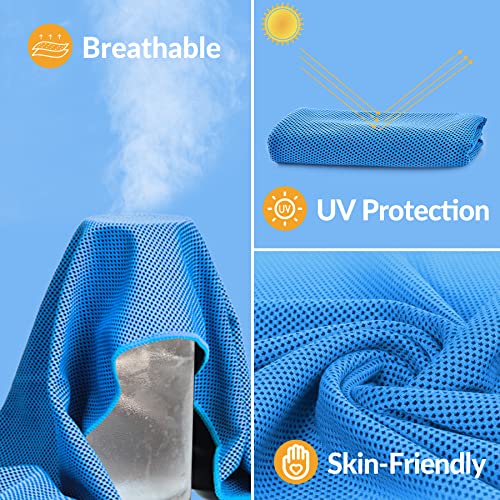 Cooling Towels Neck and Face,(40" x 12") Bulk Ice Towel,Soft Breathable Cooling Towels for Hot Weather,Athletes,Yoga,Gym,Workout,Sports,Camping,Microfiber Cold Towels - color: Dark Blue,gray,green,blue