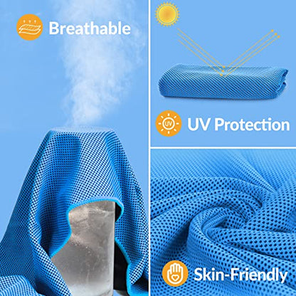 Cooling Towels Neck and Face,(40" x 12") Bulk Ice Towel,Soft Breathable Cooling Towels for Hot Weather,Athletes,Yoga,Gym,Workout,Sports,Camping,Microfiber Cold Towels - color: Dark Blue,gray,green,blue