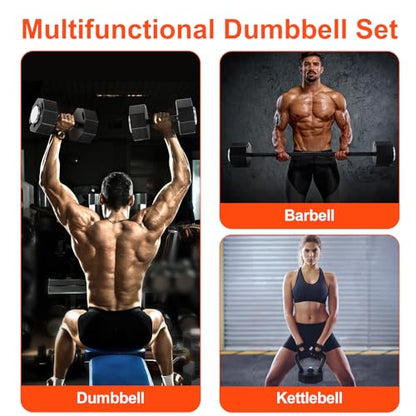 Adjustable Dumbbell Sets 50/80/90LBSX2 Durable Steel Build, Free Weights Dumbbells Set with Barbell/Kettlebell Handle with Srew Sets 3-in-1 Multifunctional Dumbbell Fitness Exercises for Home Gym Suitable Men/Women 50/80/90LBX2