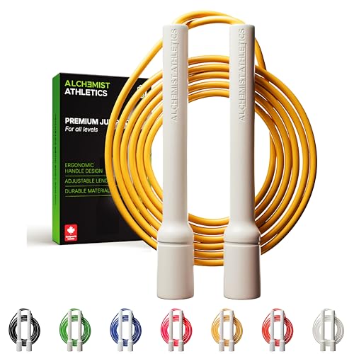 Speed Jump Rope – Adjustable 10ft Skipping Rope for Women, Men & Kids, Beginner Friendly with 5mm PVC Cord, Shatterproof Handles, Tangle-Free for Boxing, CrossFit, HIIT, Cardio, Fitness & Home Workout - color: Yellow