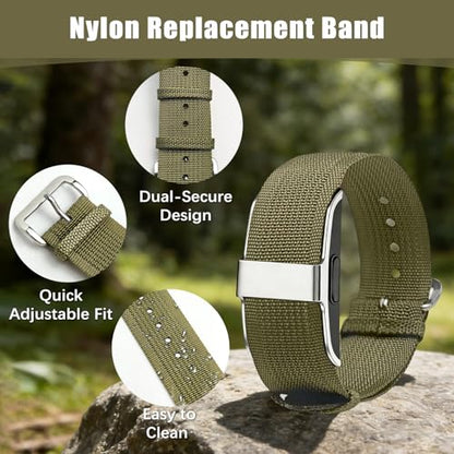 CAMTOVGCA Nylon Loop Compatible with Hume Band, Nylon Replacement Strap, Soft Adjustable Breathable Sport Wristband for Fitness Tracker - color: Green