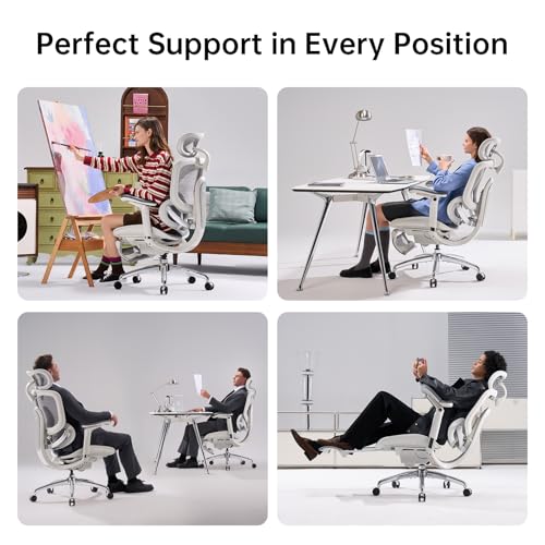 SIHOO Doro C300 Pro V2 Ergonomic Office Chair with Footrest, Grey - color: Grey, size: Pack of 1