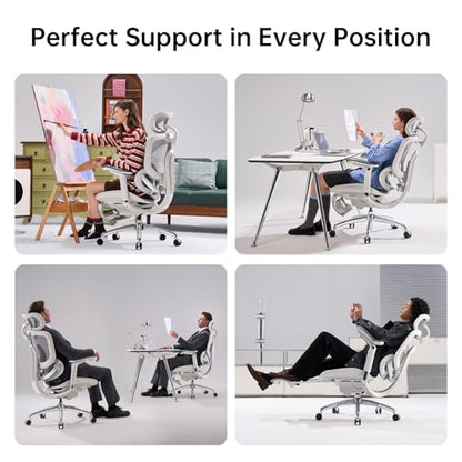 SIHOO Doro C300 Pro V2 Ergonomic Office Chair with Footrest, Grey - color: Grey, size: Pack of 1