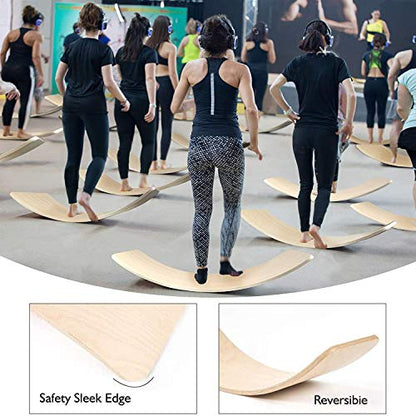 Wobble Board, Wooden Balance Board Kids for Toddlers & Adults, Curvy Rocker Board for Yoga and Exercise Indoor & Outdoor, Open Ended Learning Toy Gift