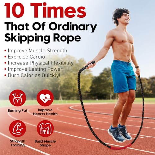 Weighted Jump Rope for Men and Women, 3lb 4lb 5lb Adult Heavy Skipping Rope, Jumprope for Fitness,Workout Equipment, Fitness Equipment for Home Gym Exercise,Improve Strength and Building Muscle