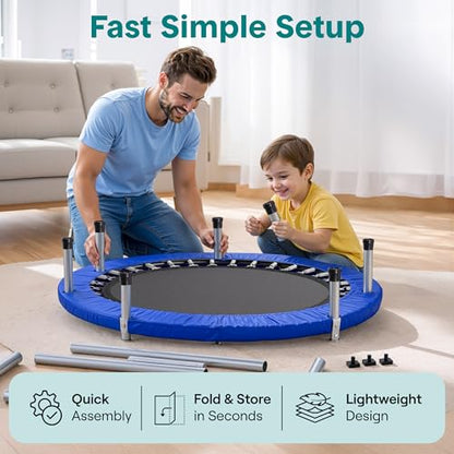 SereneLife 36″ Foldable Mini Trampoline for Kids - Compact Fitness Rebounder with Foam Handle - Safe, Stable Exercise Trampoline with 330lbs Max Load for Indoor/Outdoor Active Play & Exercise