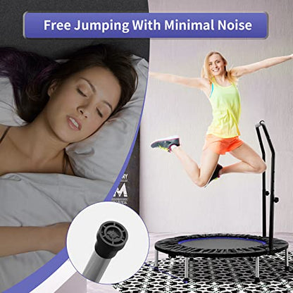 ZENOVA 40" Mini Trampoline, Rebounder Trampoline for Adults Fitness Trampoline with Adjustable Bar Rebounder Trampoline Indoor Jumping Workouts