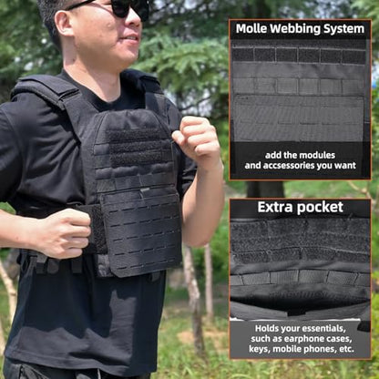 Weighted Vest for Men Adjustable Heavy Duty Training Vest with MOLLE System,Strength Training, Running and Workouts
