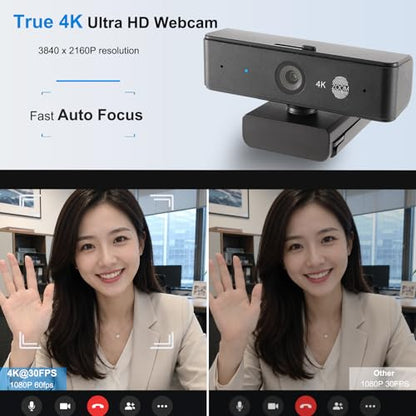 Ultra 4K HD USB Webcam with Microphone for PC Streaming