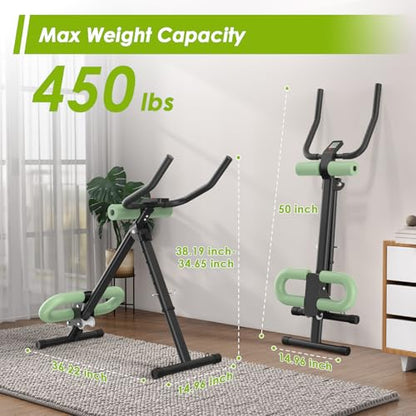 4 in 1 ab machine for stomach workout, adjustable ab trainer machine with LCD Monitor, Foldable ab workout machine With Knee and Back Protection, Load Capacity 400 LBS, Unisex, Green