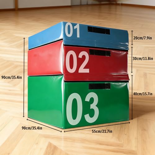 Free Combination Foam Plyometric Jump Box, Height Exercise Box Multiple Height Levels with Non-Slip Surface & EPE Foam for Plyometrics HIIT Strength Training Home Gym (Size:01#+02#+03#) - size: 01#+02#+03#