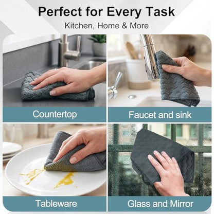 Dual-Sided Microfiber Cloths, 12x12 Lint-Free 6-Pack - color: Dark Gray-blue