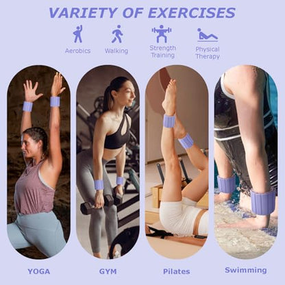 Magnetic Wrist Ankle Weights – Adjustable Ankle and Wrist Weights for Women & Men – 2 Pack (1LB Each) Stackable Magnetic Silicone Arm Bands Non-Slip, Waterproof, Easy Wear – Ideal for Pilates, Yoga, Running & Walking - color: Pink-Purple
