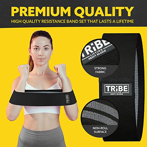 Fabric Resistance Bands for Working Out, 3-Pack for Legs and Glutes - color: Grey
