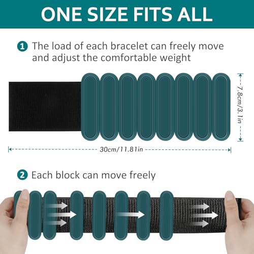 Adjustable Wrist & Ankle Weights Set of 2(1Lbs Each), Premium Silicone Wearable Weight Bracelets, Fits for Yoga, Pilates, Home Gym Workout, Dance, Pool Exercises, Jogging, Cardio, Strength Training - color: Green
