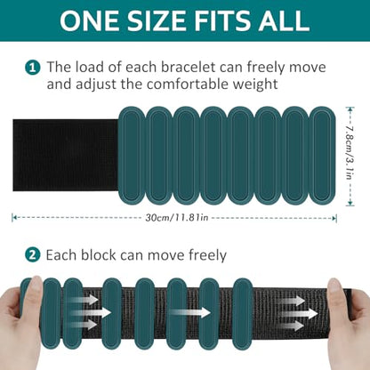 Adjustable Wrist & Ankle Weights Set of 2(1Lbs Each), Premium Silicone Wearable Weight Bracelets, Fits for Yoga, Pilates, Home Gym Workout, Dance, Pool Exercises, Jogging, Cardio, Strength Training - color: Green