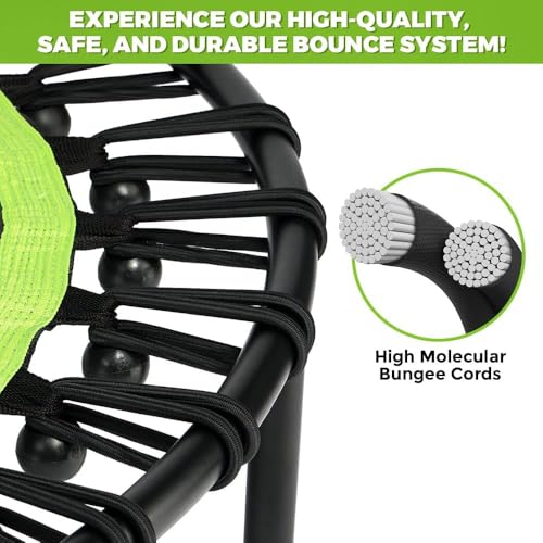 ONETWOFIT Foldable Rebounder Trampoline for Adults, 40/45” Mini Fitness Trampoline W/Adjustable Foam Handle Bungees, Quiet Exercise Trampoline for Personal Indoor Workout - size: 40inch