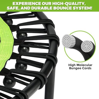 ONETWOFIT Foldable Rebounder Trampoline for Adults, 40/45” Mini Fitness Trampoline W/Adjustable Foam Handle Bungees, Quiet Exercise Trampoline for Personal Indoor Workout - size: 40inch