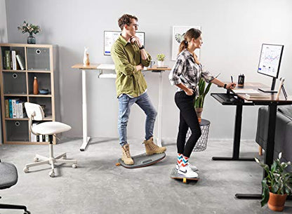 FEZIBO Standing Desk Mat with Anti Fatigue Bar, Wooden Wobble Balance Board with Ergonomic Design Comfort Floor Mat