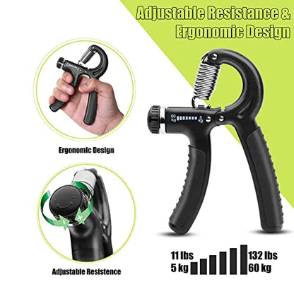 5-60 kg Grip Strengthener Exerciser – Adjustable Hand Grips Strengthener with Stainless Steel Spring for Strong Wrists, Fingers, Forearm, Hands