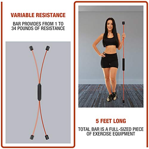Flex Fitness Body Bar for Physical Therapy & Rotator Cuff Relief - Shoulder Rehabilitation Tube for Baseball & Exercise Stick - Mobility Training Stick for Home Workout