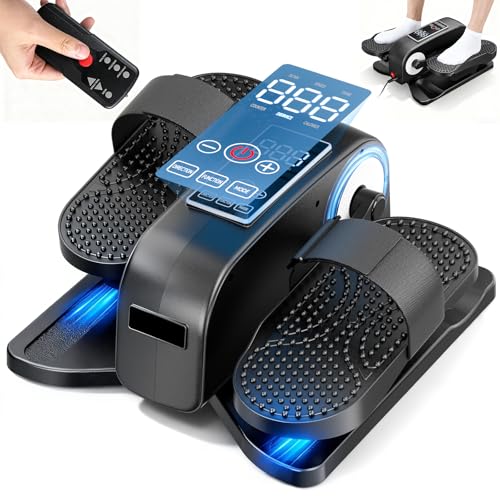 Under Desk Elliptical Machine for Senior, Quiet Motorized Leg Exerciser with Smart Remote, Pedal Exerciser with Adjustable Speeds for Auto/Manual Modes, LCD Monitor, Easy to Use for Home Office
