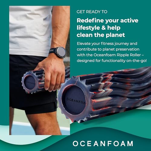 Oceanfoam Ripple Small Foam Roller (Red, Dark Navy & Natural Marbled) - color: Red, Dark Navy & Natural Marbled
