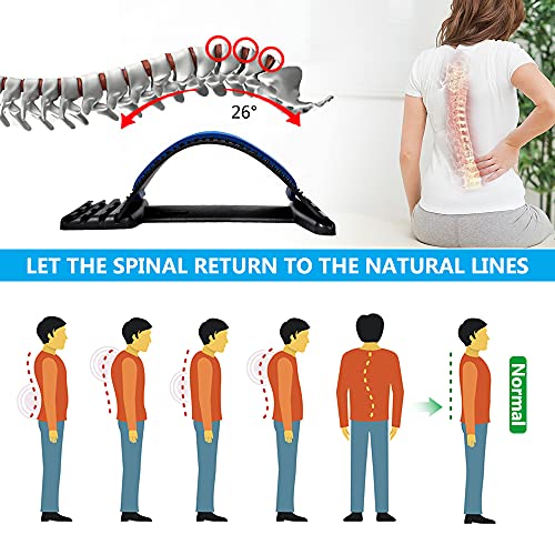 JUMPOW Back Stretcher for Lower Back Pain Relief - 4 Level Adjustable Lumbar Cracker Board, Relief for Lumbar Area Pain, Scoliosis Aid, Spine Decompression