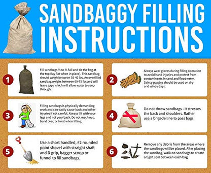 Sandbaggy - 14" x 26" Long-Lasting Sandbags - Yellow Color - Lasts 1-2 Yrs - Monofilament (Pack of 5) - size: Pack of 5