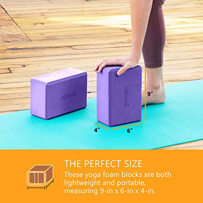 Sol Living Yoga Blocks 2 Pack High Density EVA Foam Yoga Cushion Stretching Pilates Meditation Exercise Equipment Support Deepen Poses Odor Free Non Slip Yoga Accessories - 4" x 6" x 9"- Purple - color: Purple