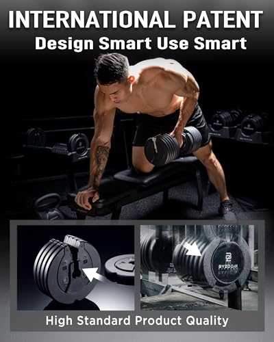 BYZOOM FITNESS Pure Series Adjustable Dumbbell - 12.5/25/27.5/50/55/75lb - ONE UNIT OR PAIR(check QTY before purchase) - 5-in-1/ 10-in-1 / 15-in-1 / 21-in-1 Flexible Hand Weights for Home Apartment Garage Gym, Strength Training & Fitness Workouts, White O