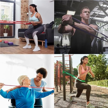 POWER GUIDANCE Resistance Bands, Set of 5 Pull Up Bands, Pull Up Assistance Bands, Exercise Bands, Resistance Bands Set for Legs, Working Out - color: Yellow/red/black/purple/green