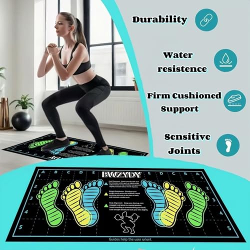 premium squat mat with foot position - non-slip exercise pad for improved muscle activation, versatility and safety, prevents sports injuries, ideal for young people - color: blue
