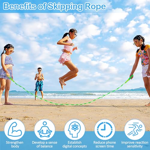 Jump Rope for Kids, Adjustable Jump Ropes for 4 5 6 7 8 10 12, Tangle Free - color: Green and Blue