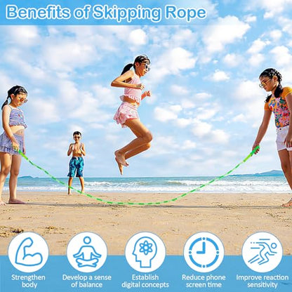 Jump Rope for Kids, Adjustable Jump Ropes for 4 5 6 7 8 10 12, Tangle Free - color: Green and Blue