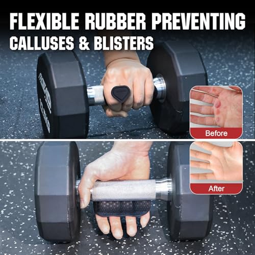 TEAWOO Anti-Slip Workout Grips, Ergonomic Palm Protection for Weight Lifting, Pull-Ups & Gym Training