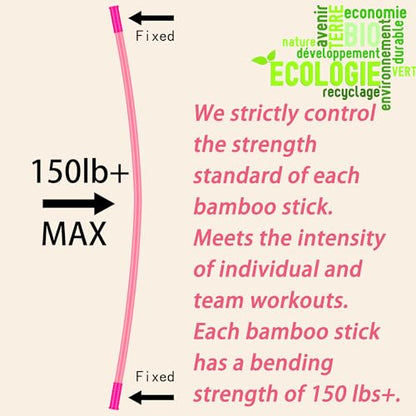 5ft Yoga Stick from Natural Bamboo with Non-Slip Handle-Stretching Stick for Mobility, Flexibility,Exercise,Workout, Physical Therapy,Pilates,Balance Fitness-Access Online Video Guide Without Any Info - color: All Pink 5ft