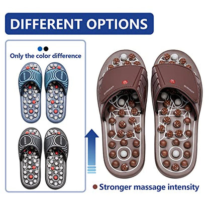 BYRIVER Acupressure Foot Massage Slippers Shoes Sandals, Reflexology Foot Massager Tools, Relieve Back Tension Pressure Arthritis Pain, Present for mom dad(05L) - color: Blue Spring Slippers, size: L-Men(9.5-11)