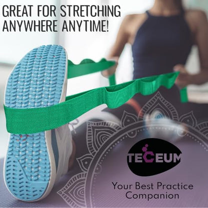 Stretching Strap with 10 Loops for Physical Therapy & Rehab | Non-Elastic Yoga Stretch Band for Hamstring, Leg, Hip & Knee Rehab, Pilates, Flexibility & Mobility Exercises for Men & Women