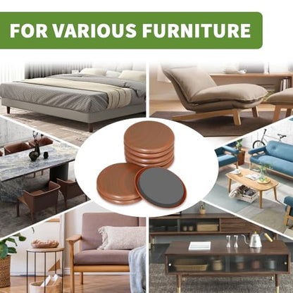 Furniture Sliders for Carpet 8 PCS - 3 1/2" Brown Coffee - size: 8 PCS 3 1/2 inch Brown Coffee