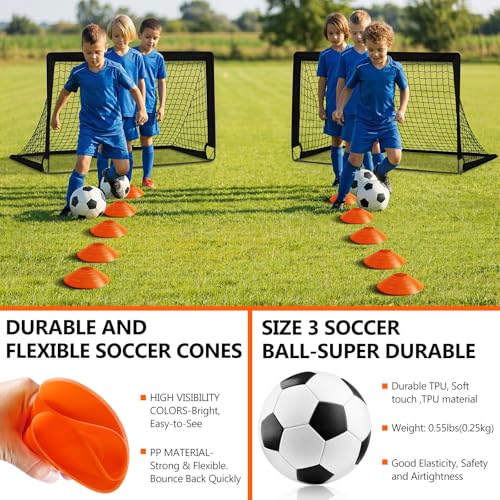 Soccer Goal, Kids Soccer Goals for Backyard Set of 2, 4 x 3ft Soccer Net Training Equipment, Pop Up Toddler Soccer Goal for Outdoor Indoor Sports Games