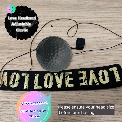 Sports Reaction Ball Boxing Reaction Training Ball, PU Reflex Ball Head-Mounted Love Adjustable Elastic Band, Perfect for Fighting Skills, Reaction Speed, Hand-Eye Coordination Training (Black)