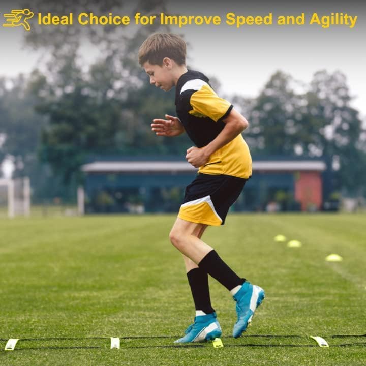 POWER GUIDANCE Agility Ladder (20 Feet) with Cones for Speed Agility Training & Quick Footwork Exercise - Soccer & Football Training Equipment for Adults, Youth & Kids