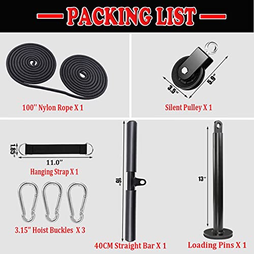 LAT Pulley System for Home Gym – Strength Training Fitness Equipment Cable Machine for Triceps, Biceps, Back & Shoulder Workouts - color: Bar